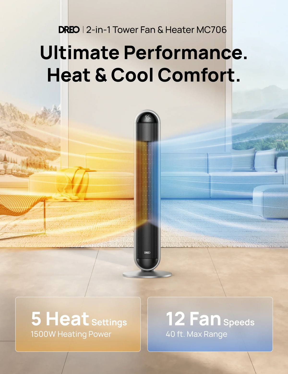 2-in-1 Tower Fan & Heater 706